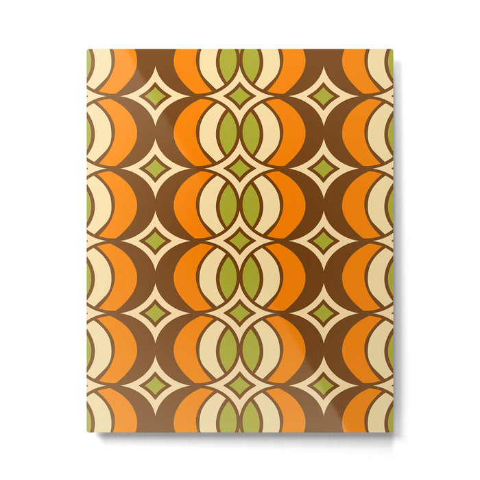 Retro 70s Bohemian Geometric Globe Pattern 546 Metal Print Gallery Image 1