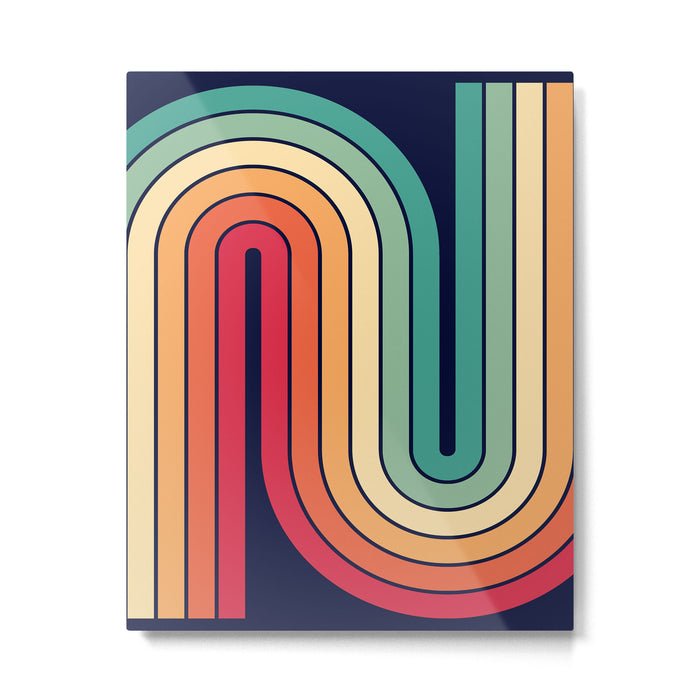 Retro 70s Stripe Colorful Rainbow 514 Metal Print Gallery Image 1