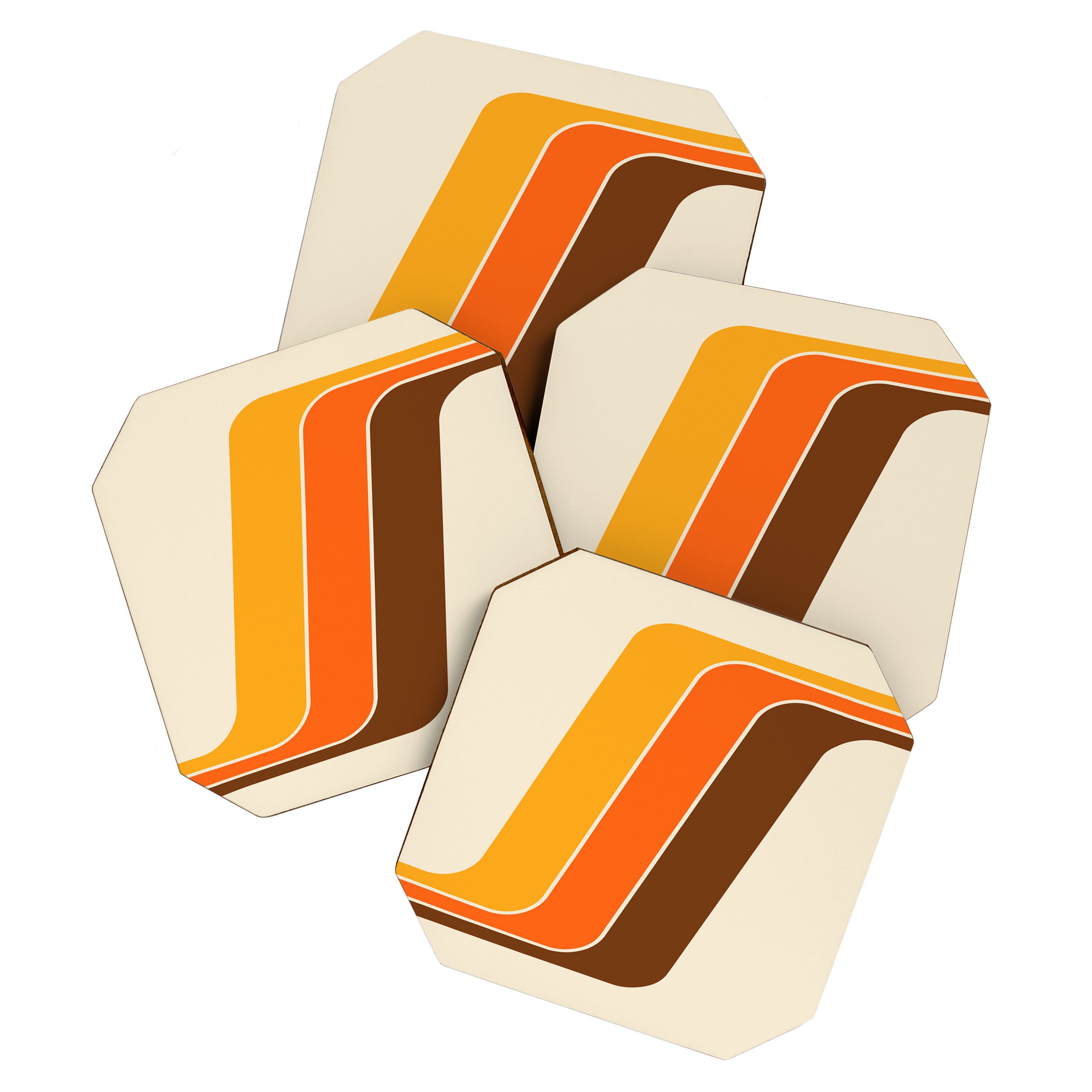 Retro 70s Stripe Colorful Rainbow 521 Coaster Gallery Image 1