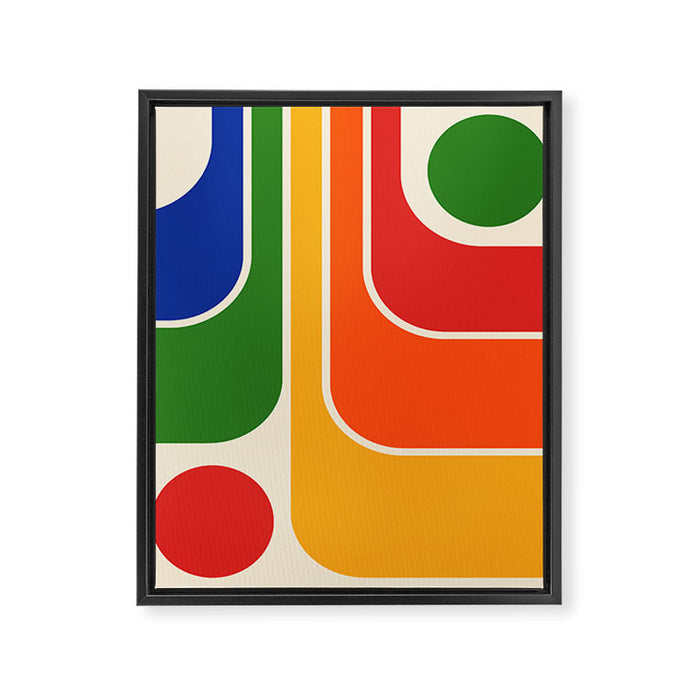 Retro 70s Stripe Colorful Rainbow 872 Primary Colors Framed Canvas Print Gallery Image 1