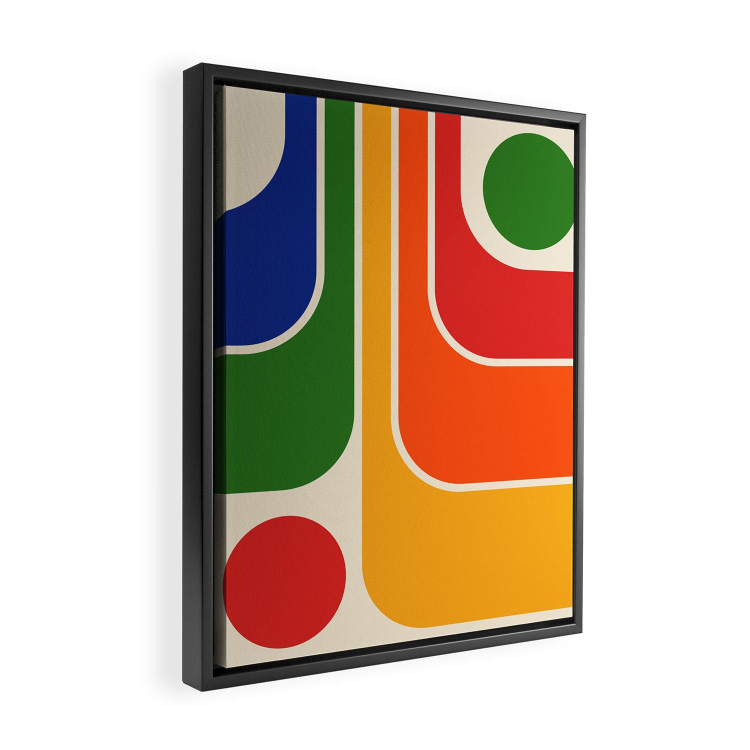 Retro 70s Stripe Colorful Rainbow 872 Primary Colors Framed Canvas Print Gallery Image 2