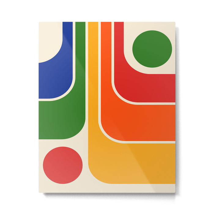 Retro 70s Stripe Colorful Rainbow 872 Primary Colors Metal Print Gallery Image 1