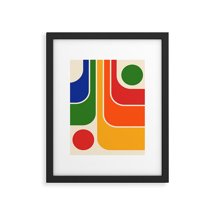Retro 70s Stripe Colorful Rainbow 872 Primary Colors Framed Art Print Gallery Image 1