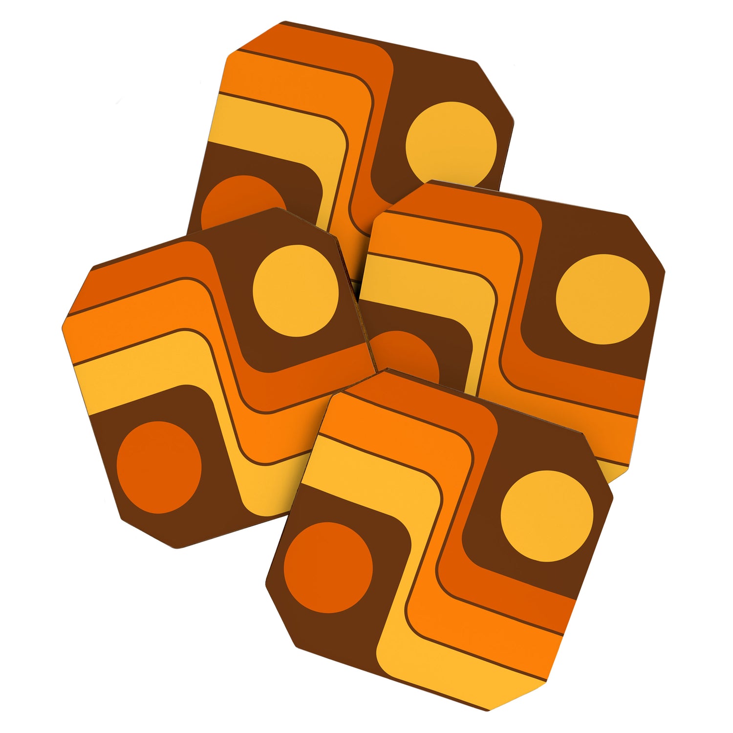 Retro 70s Style Geometric Design 747 Scandi Autumn Coaster Gallery Image 1