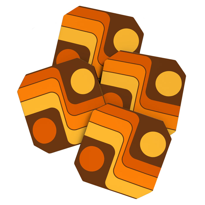 Retro 70s Style Geometric Design 747 Scandi Autumn Coaster Gallery Image 1