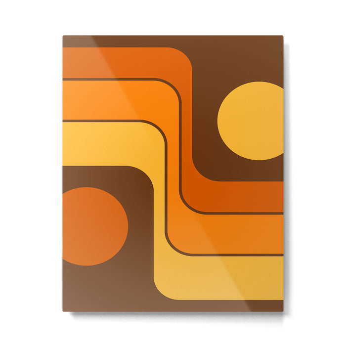 Retro 70s Style Geometric Design 747 Scandi Autumn Metal Print Gallery Image 1