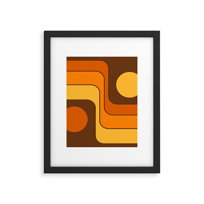 Retro 70s Style Geometric Design 747 Scandi Autumn Framed Art Print Gallery Image 1