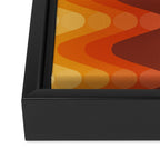 Retro 70s Style Geometric Sonic Wave Pattern 222 Orange Brown and Yellow Framed Canvas Print Gallery Image 3