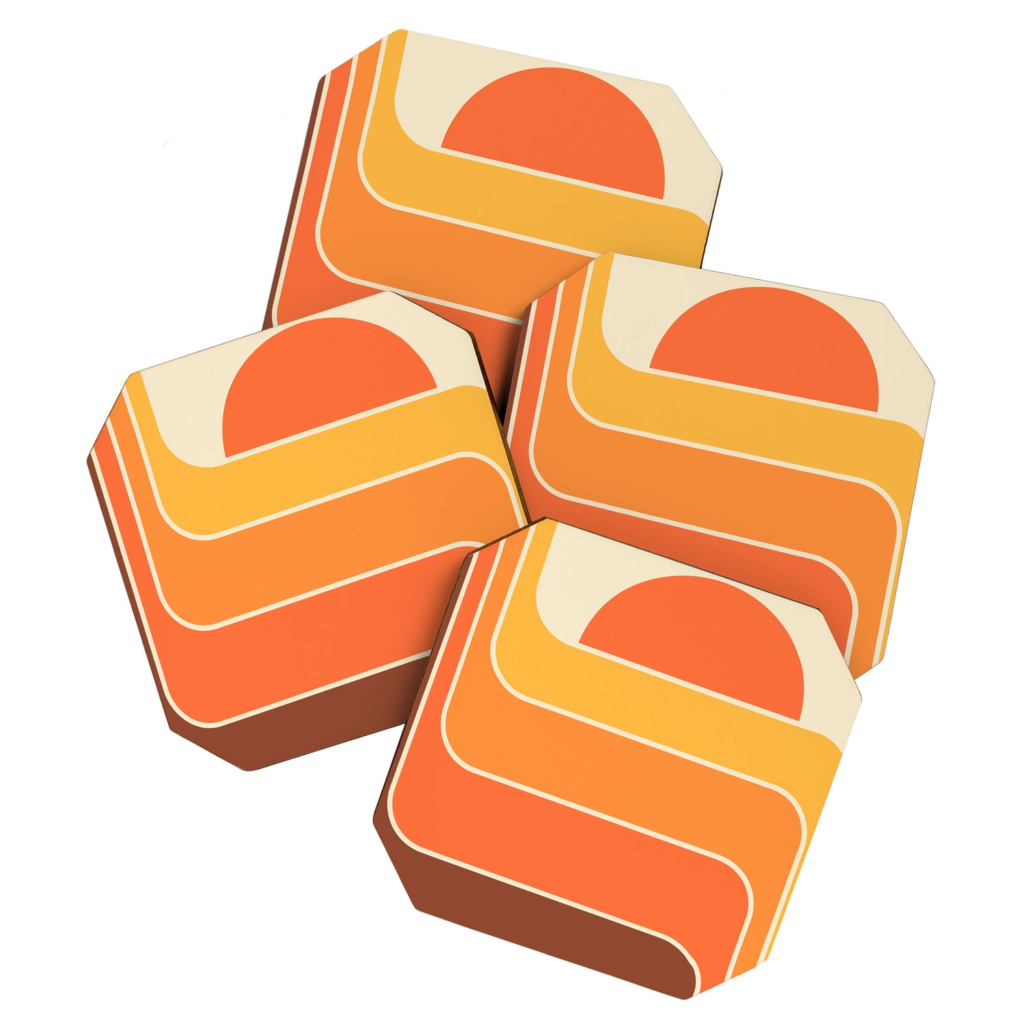Retro Geometric Sun Set Design 421 Coaster Gallery Image 1