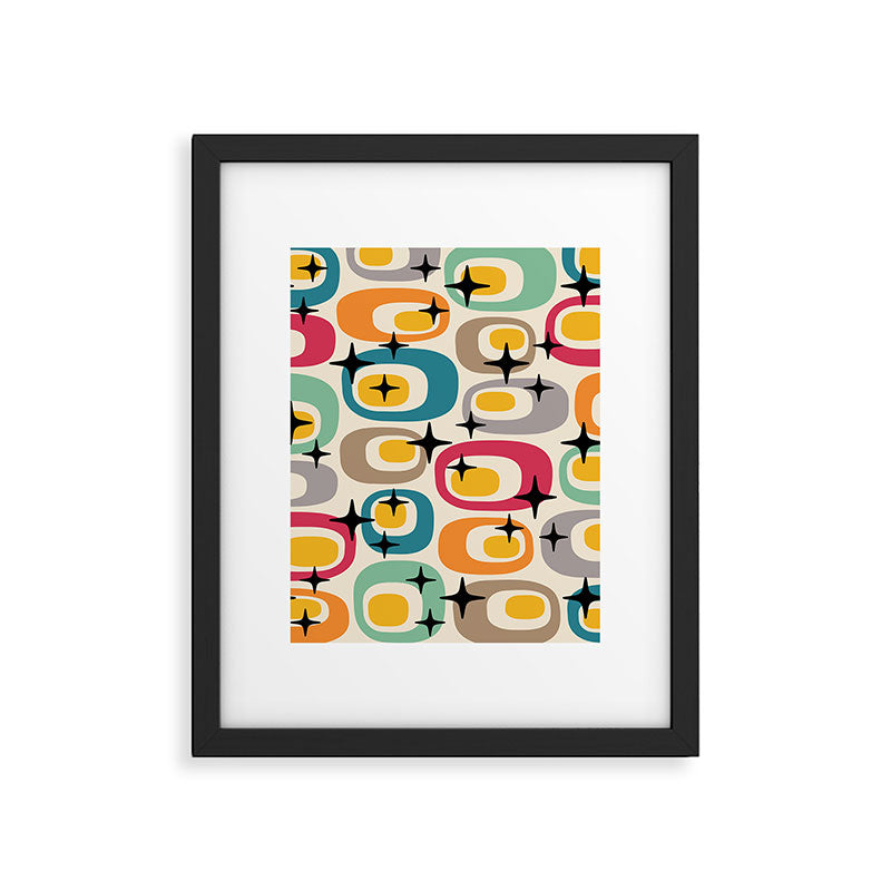 Retro Mid Century Modern Atomic Pattern 533 Googie Framed Art Print Gallery Image 6