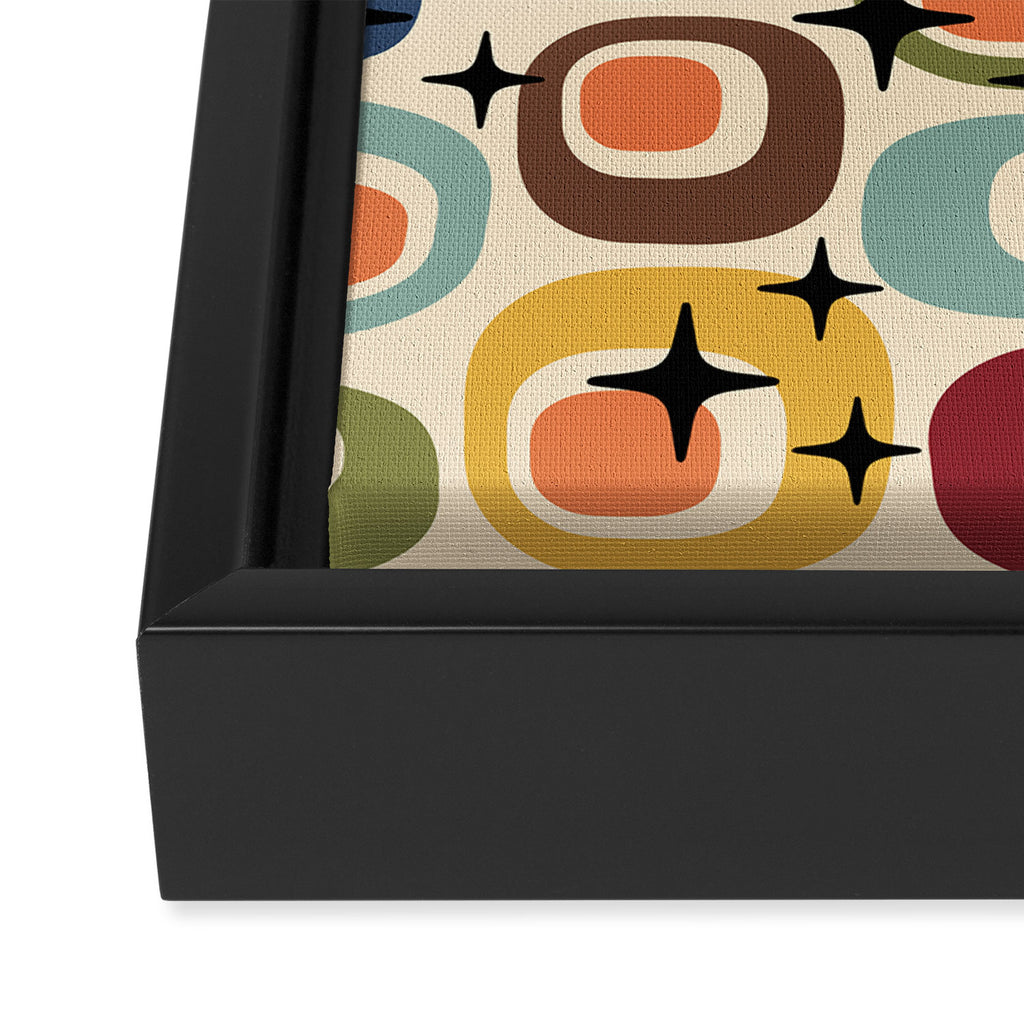 Retro Mid Century Modern Atomic Pattern Framed Canvas Print Gallery Image 3