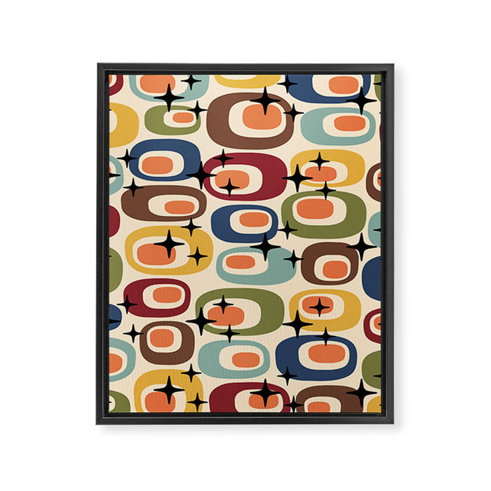 Retro Mid Century Modern Atomic Pattern Framed Canvas Print Gallery Image 1