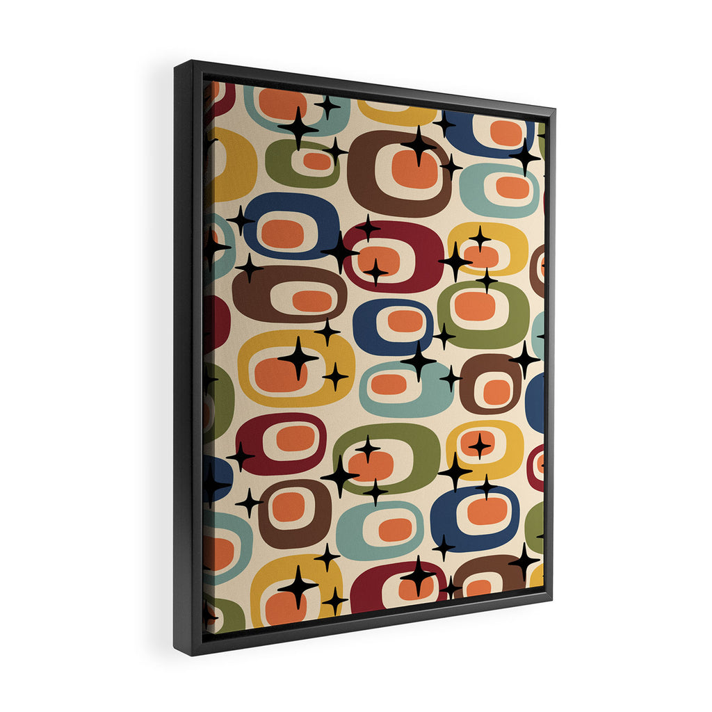 Retro Mid Century Modern Atomic Pattern Framed Canvas Print Gallery Image 2