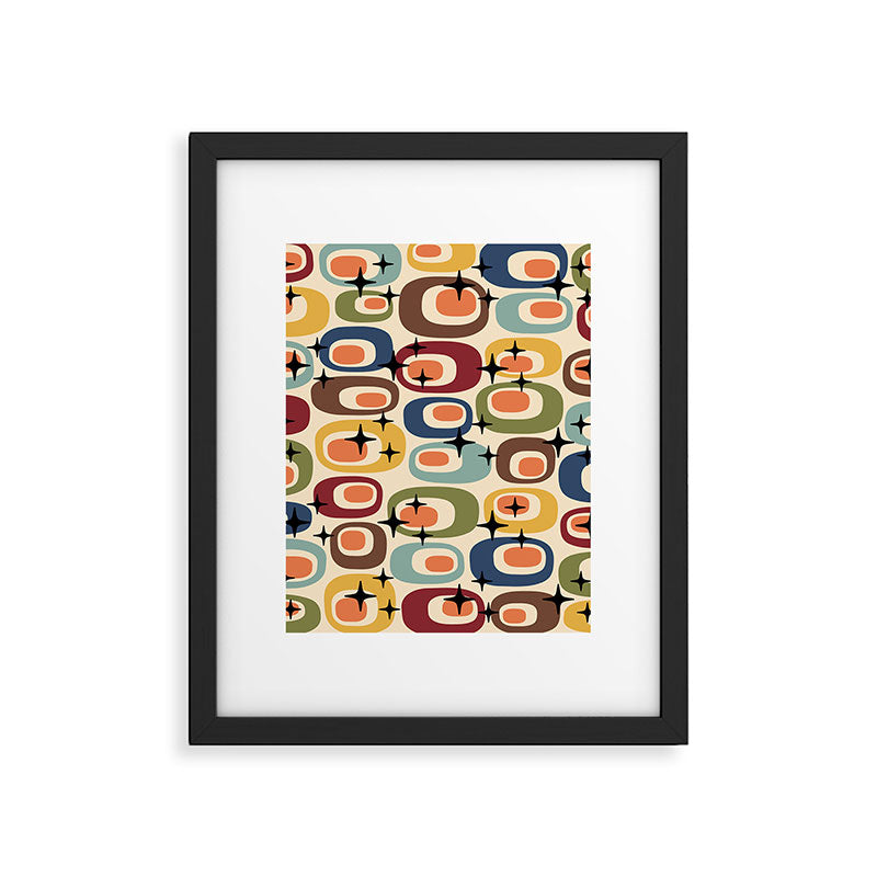 Retro Mid Century Modern Atomic Pattern Framed Art Print Gallery Image 6