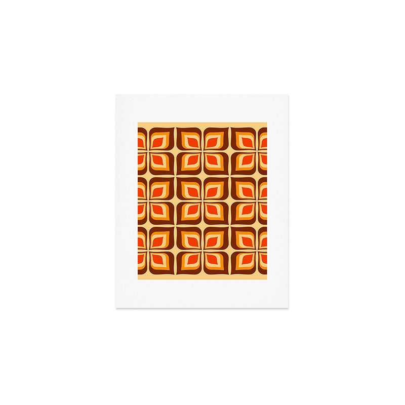 Retro Mid Century Modern Floral Pattern 721 Autumn Art Print Gallery Image 1