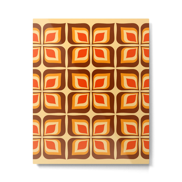 Retro Mid Century Modern Floral Pattern 721 Autumn Metal Print Gallery Image 1