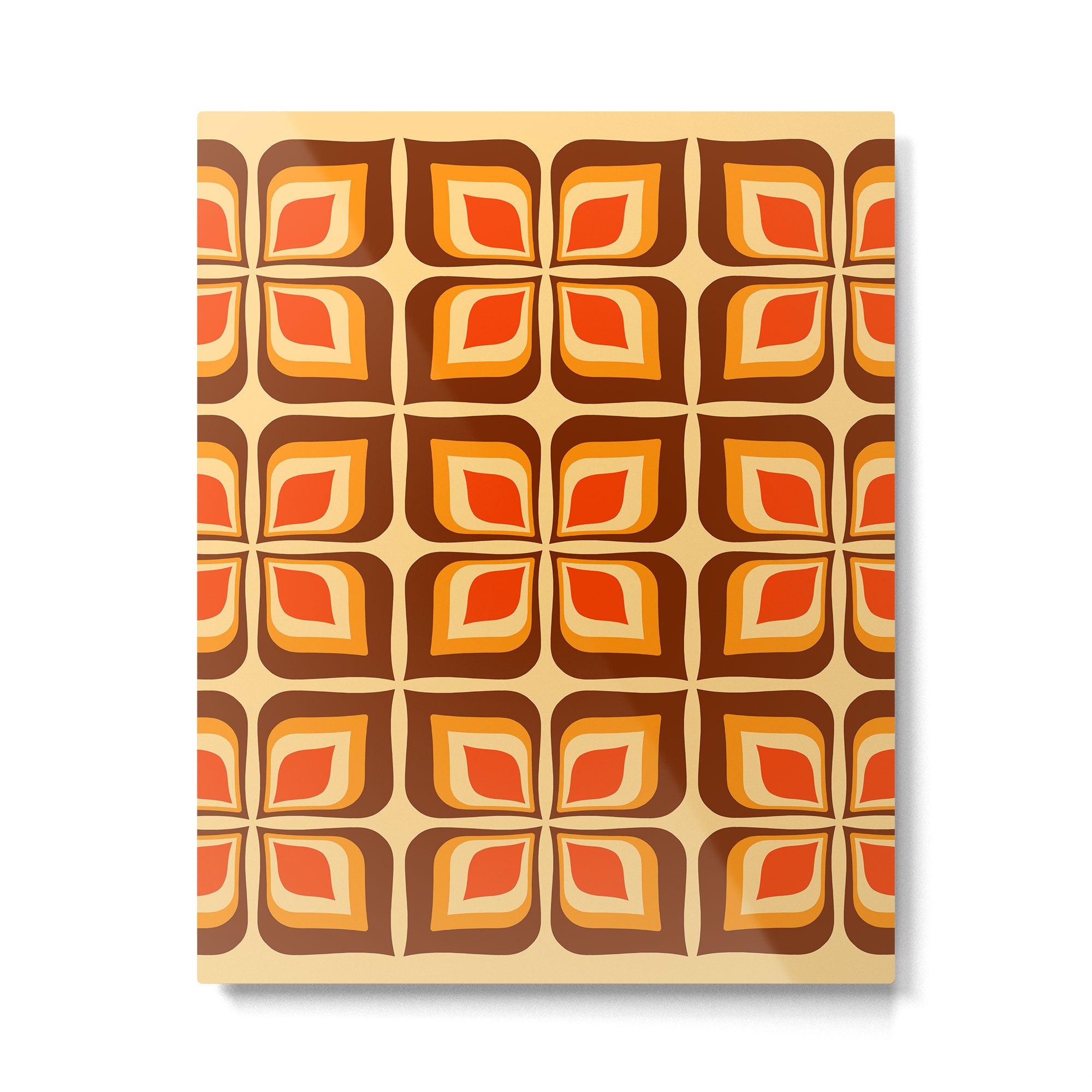 Retro Mid Century Modern Floral Pattern 721 Autumn Metal Print Gallery Image 6