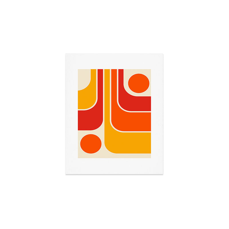 Retro Vintage Geometric Design 662 Red Orange Yellow and Beige Art Print Gallery Image 1