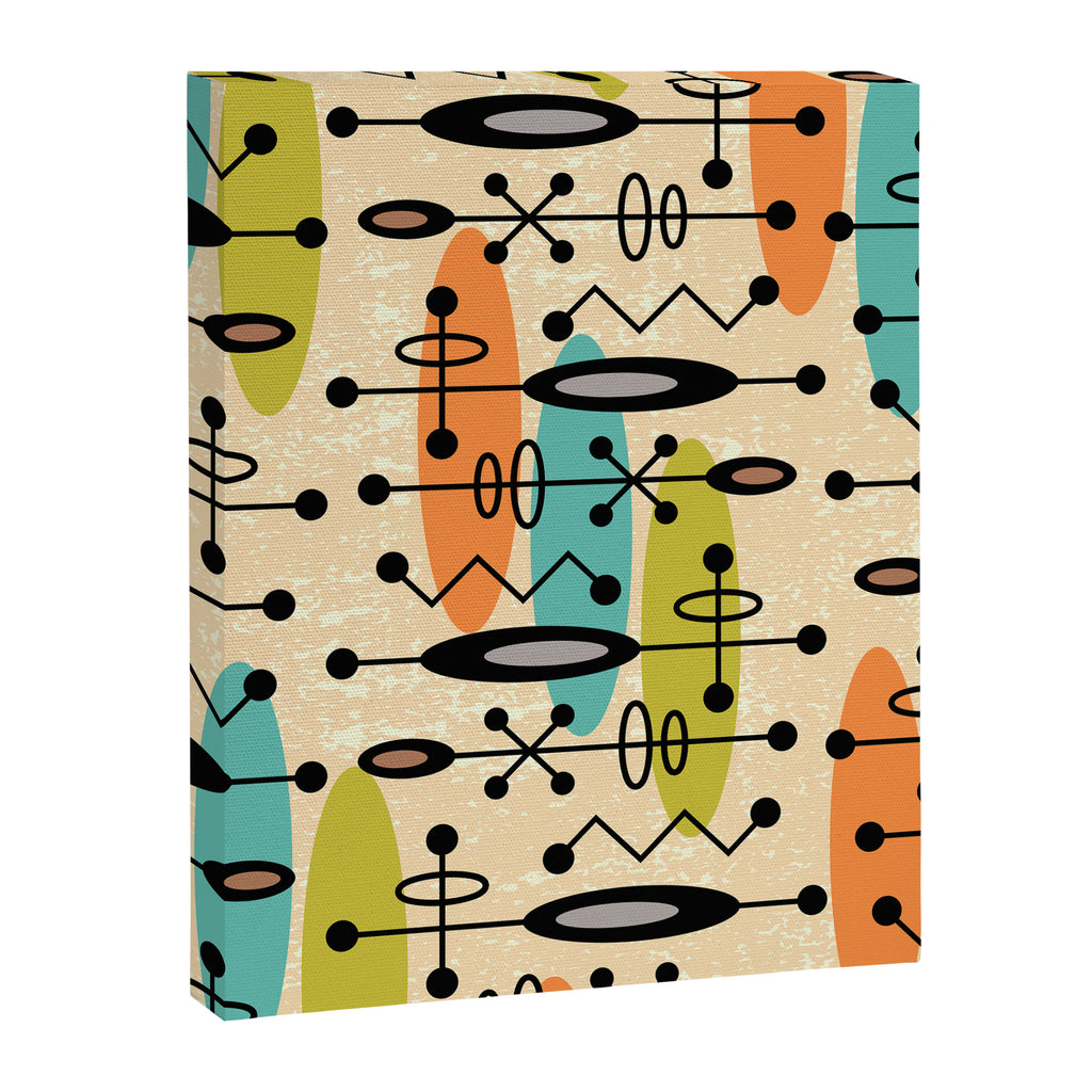 Retro 1950s Style Mid Century Modern Atomic Design 271 Googie Orange Blue and Green Canvas Print Gallery Image 8