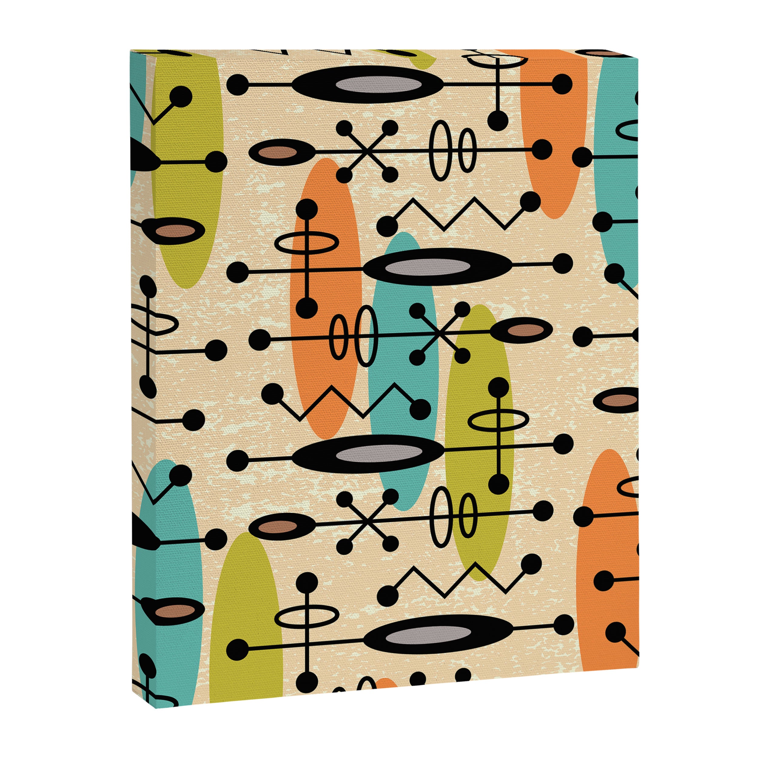 Retro 1950s Style Mid Century Modern Atomic Design 271 Googie Orange Blue and Green Canvas Print Gallery Image 8