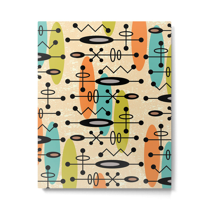 Retro 1950s Style Mid Century Modern Atomic Design 271 Googie Orange Blue and Green Metal Print Gallery Image 1