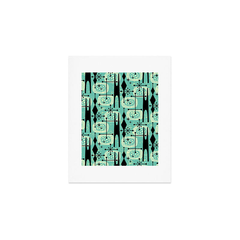 Retro 1950s Style Mid Century Modern 771 Mid Mod Turquoise Art Print Gallery Image 1