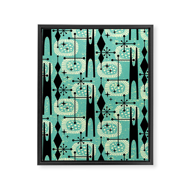 Retro 1950s Style Mid Century Modern 771 Mid Mod Turquoise Framed Canvas Print Gallery Image 8