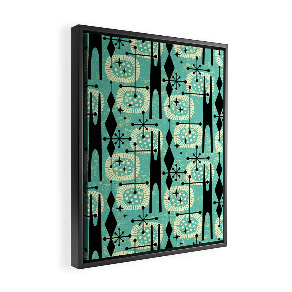 Retro 1950s Style Mid Century Modern 771 Mid Mod Turquoise Framed Canvas Print Gallery Image 2