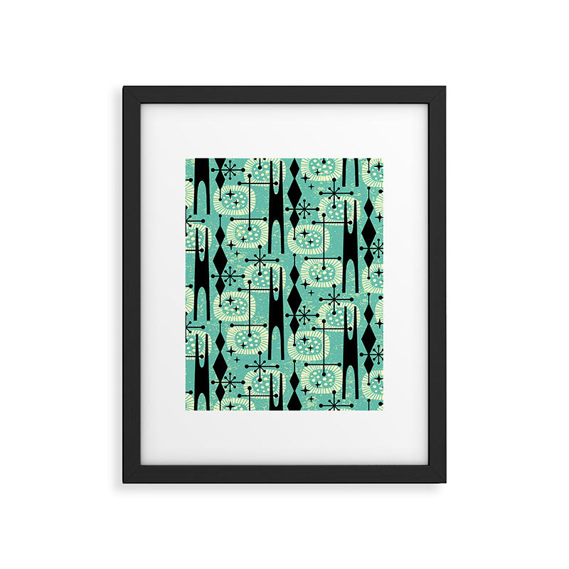 Retro 1950s Style Mid Century Modern 771 Mid Mod Turquoise Framed Art Print Gallery Image 6