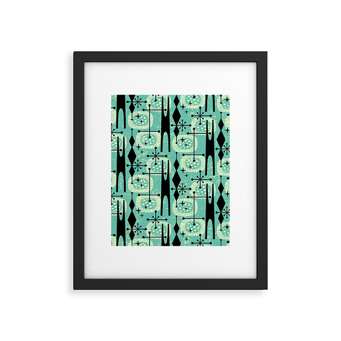 Retro 1950s Style Mid Century Modern 771 Mid Mod Turquoise Framed Art Print Gallery Image 1