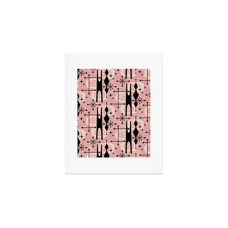 Retro Atomic Mid Century Pattern 771 Dusty Rose Art Print Gallery Image 1