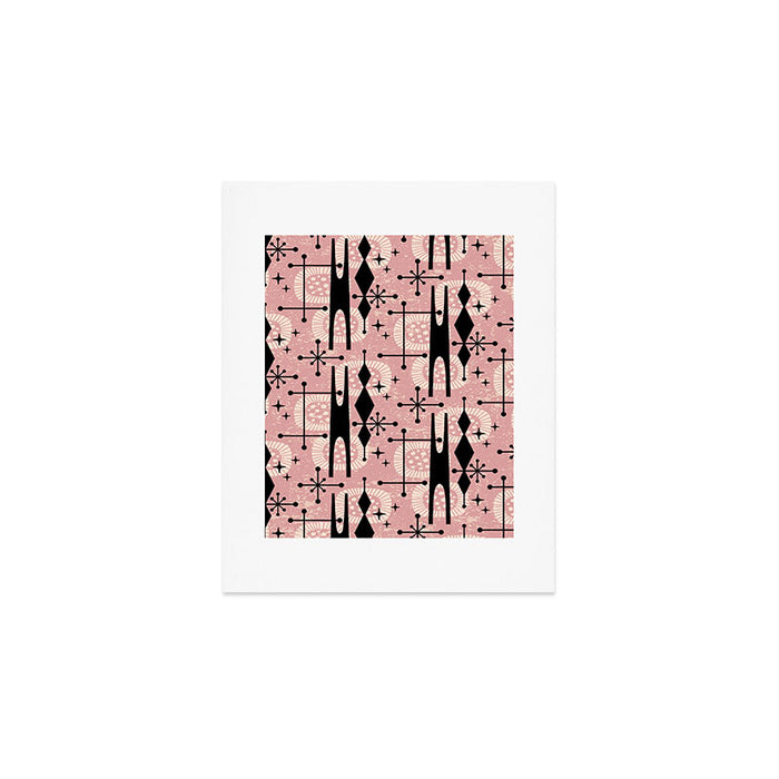 Retro Atomic Mid Century Pattern 771 Dusty Rose Art Print Gallery Image 1