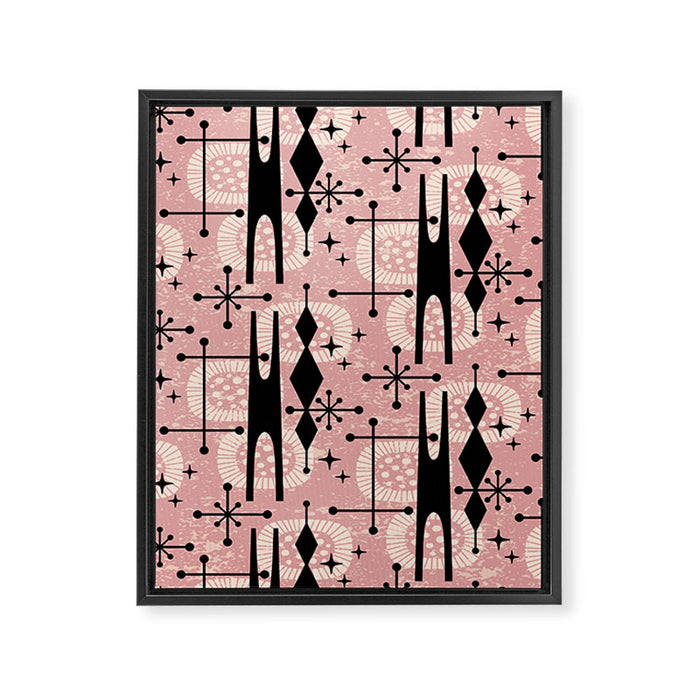Retro Atomic Mid Century Pattern 771 Dusty Rose Framed Canvas Print Gallery Image 1