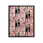Retro Atomic Mid Century Pattern 771 Dusty Rose Framed Canvas Print Gallery Image 8
