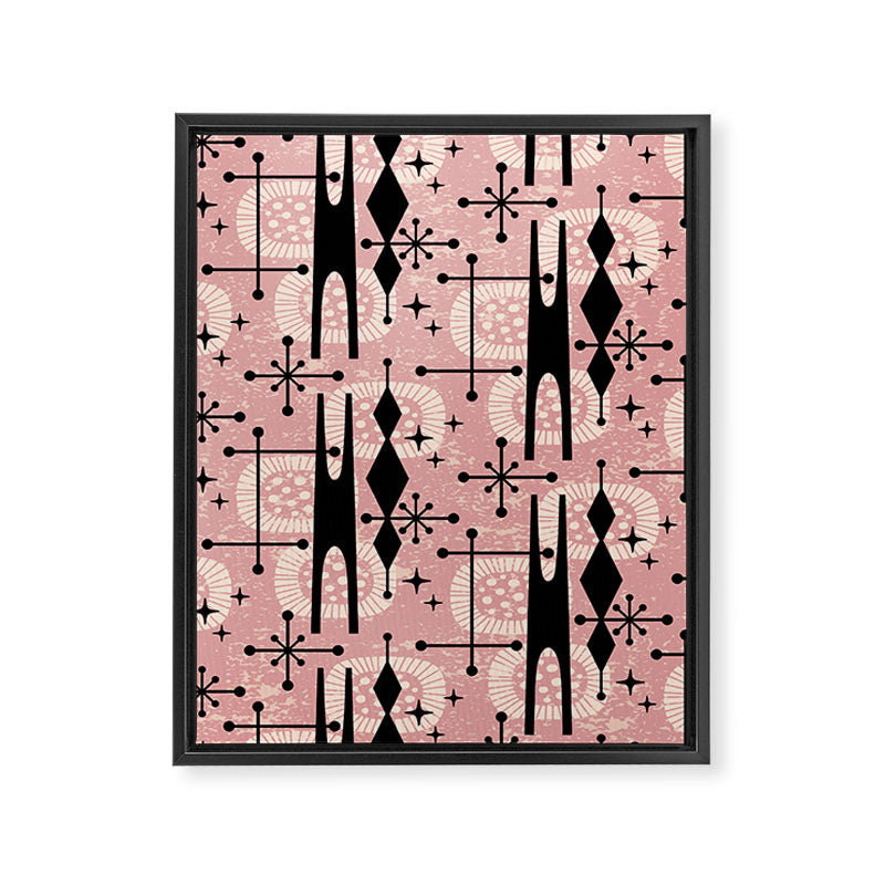 Retro Atomic Mid Century Pattern 771 Dusty Rose Framed Canvas Print Gallery Image 8