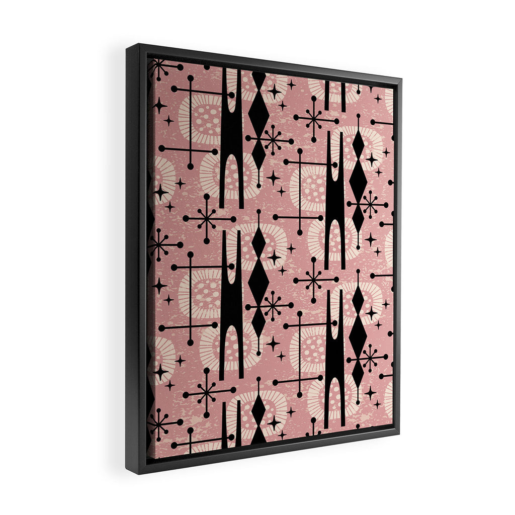 Retro Atomic Mid Century Pattern 771 Dusty Rose Framed Canvas Print Gallery Image 2
