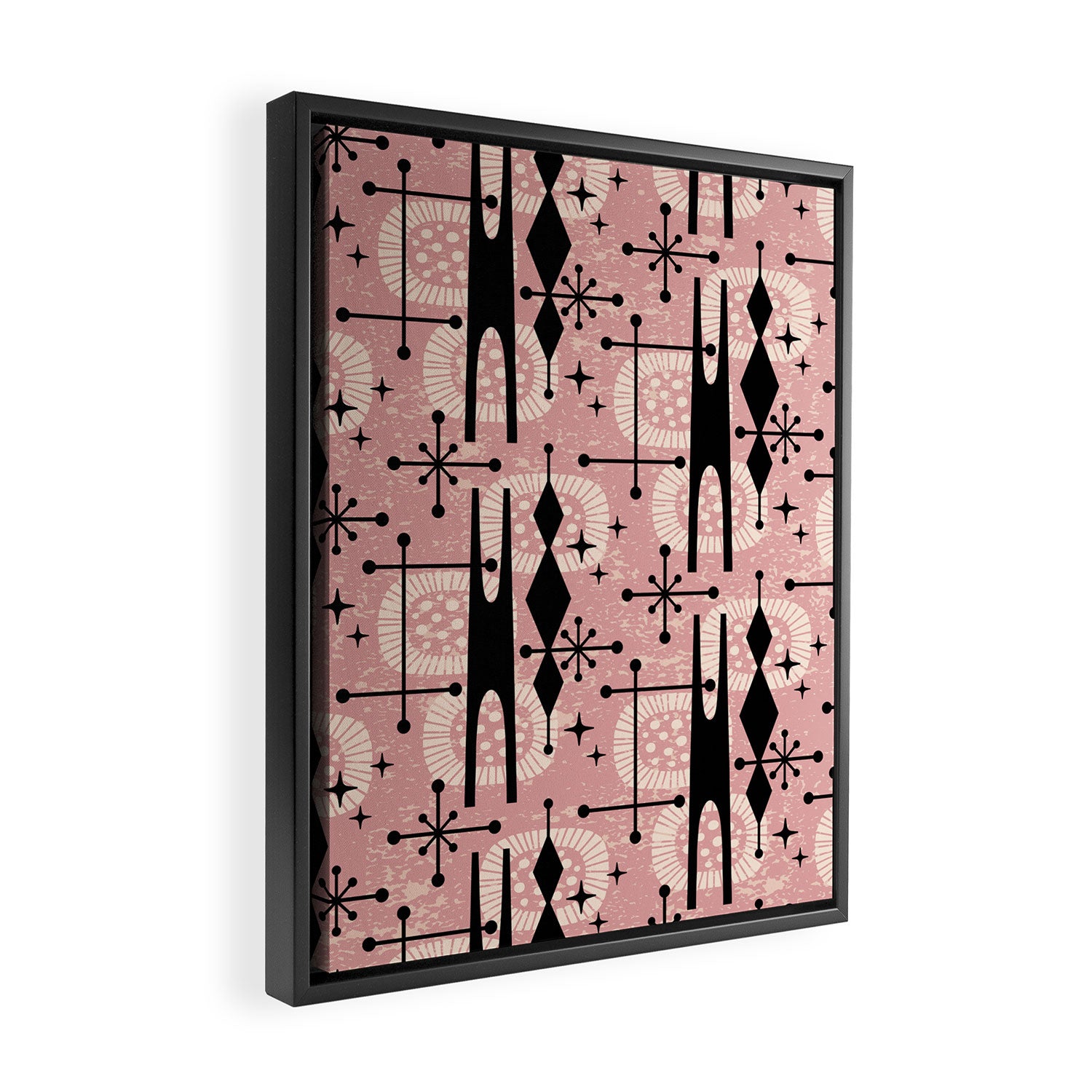 Retro Atomic Mid Century Pattern 771 Dusty Rose Framed Canvas Print Gallery Image 2