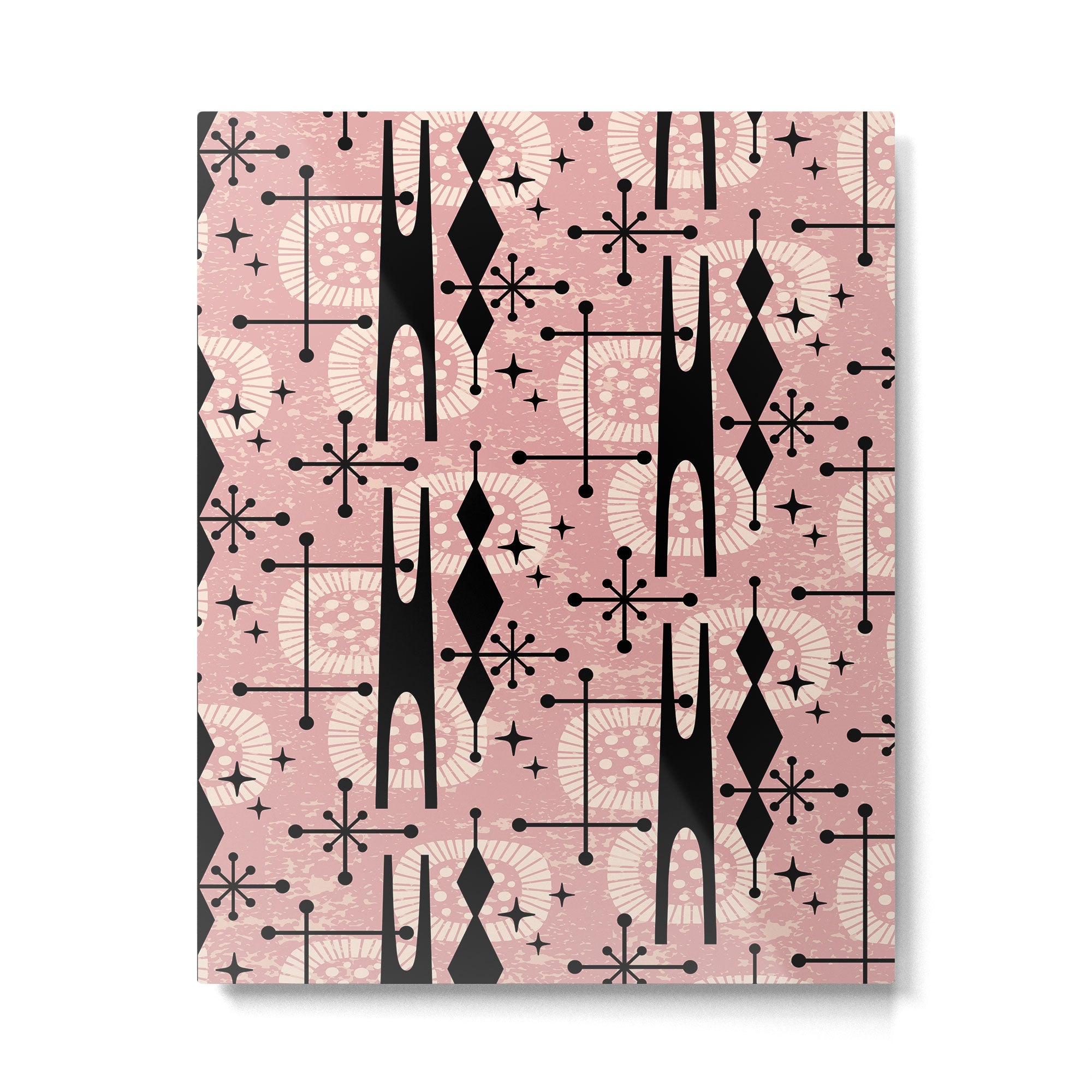 Retro Atomic Mid Century Pattern 771 Dusty Rose Metal Print Gallery Image 6