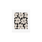 Retro Flowers Black and Linen White Art Print Gallery Image 1