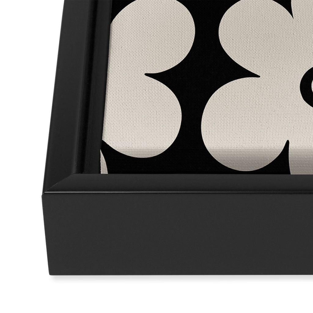 Retro Flowers Black and Linen White Framed Canvas Print Gallery Image 3