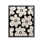 Retro Flowers Black and Linen White Framed Canvas Print Gallery Image 8