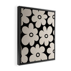 Retro Flowers Black and Linen White Framed Canvas Print Gallery Image 2