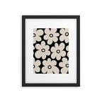 Retro Flowers Black and Linen White Framed Art Print Gallery Image 6