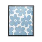 Retro Flowers Blue and White Framed Canvas Print Gallery Image 8