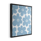 Retro Flowers Blue and White Framed Canvas Print Gallery Image 2