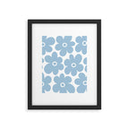 Retro Flowers Blue and White Framed Art Print Gallery Image 6