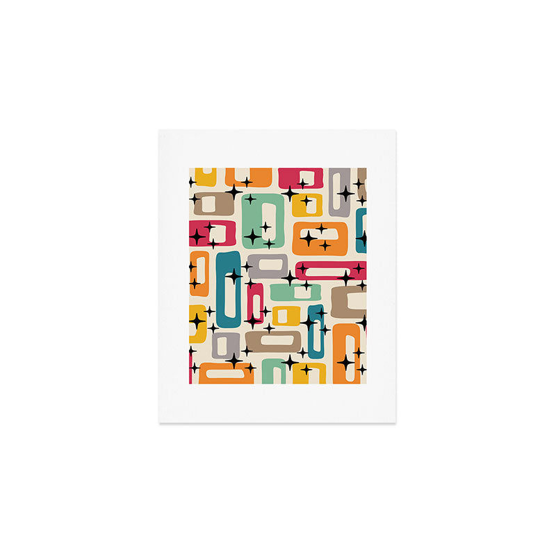Retro Mid Century Modern Abstract Art Print Gallery Image 1