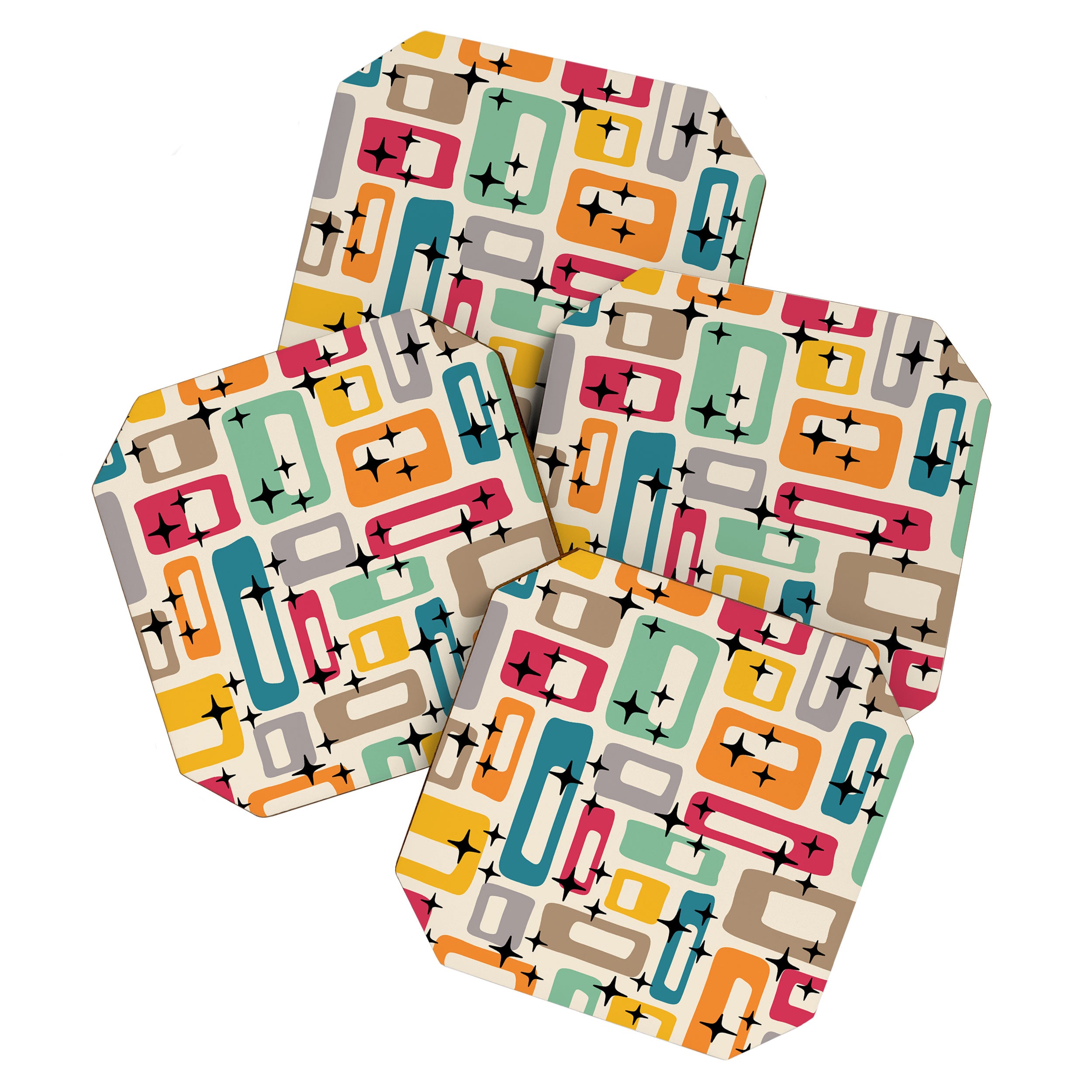 Retro Mid Century Modern Abstract Coaster Gallery Image 1