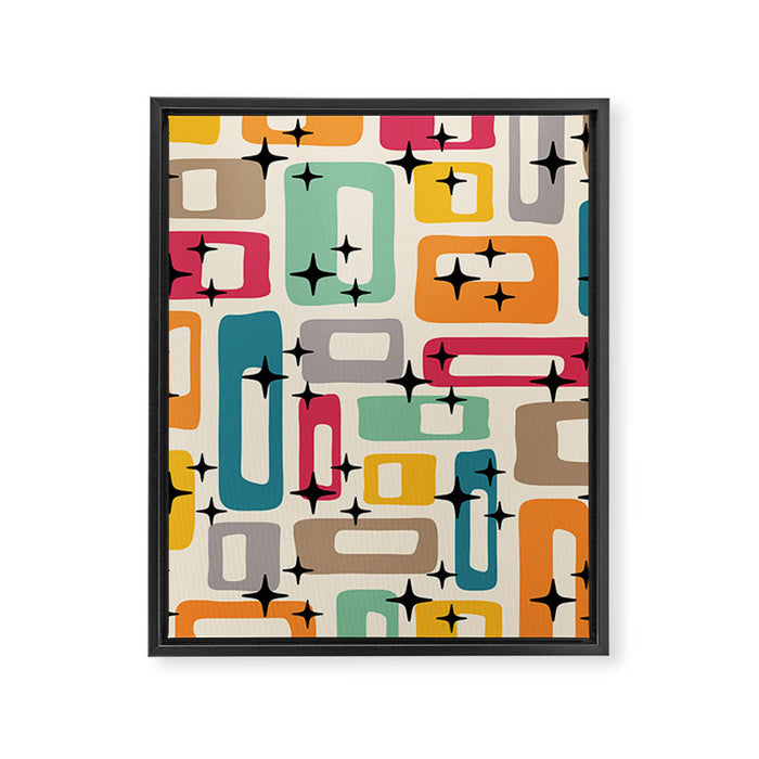 Retro Mid Century Modern Abstract Framed Canvas Print Gallery Image 1