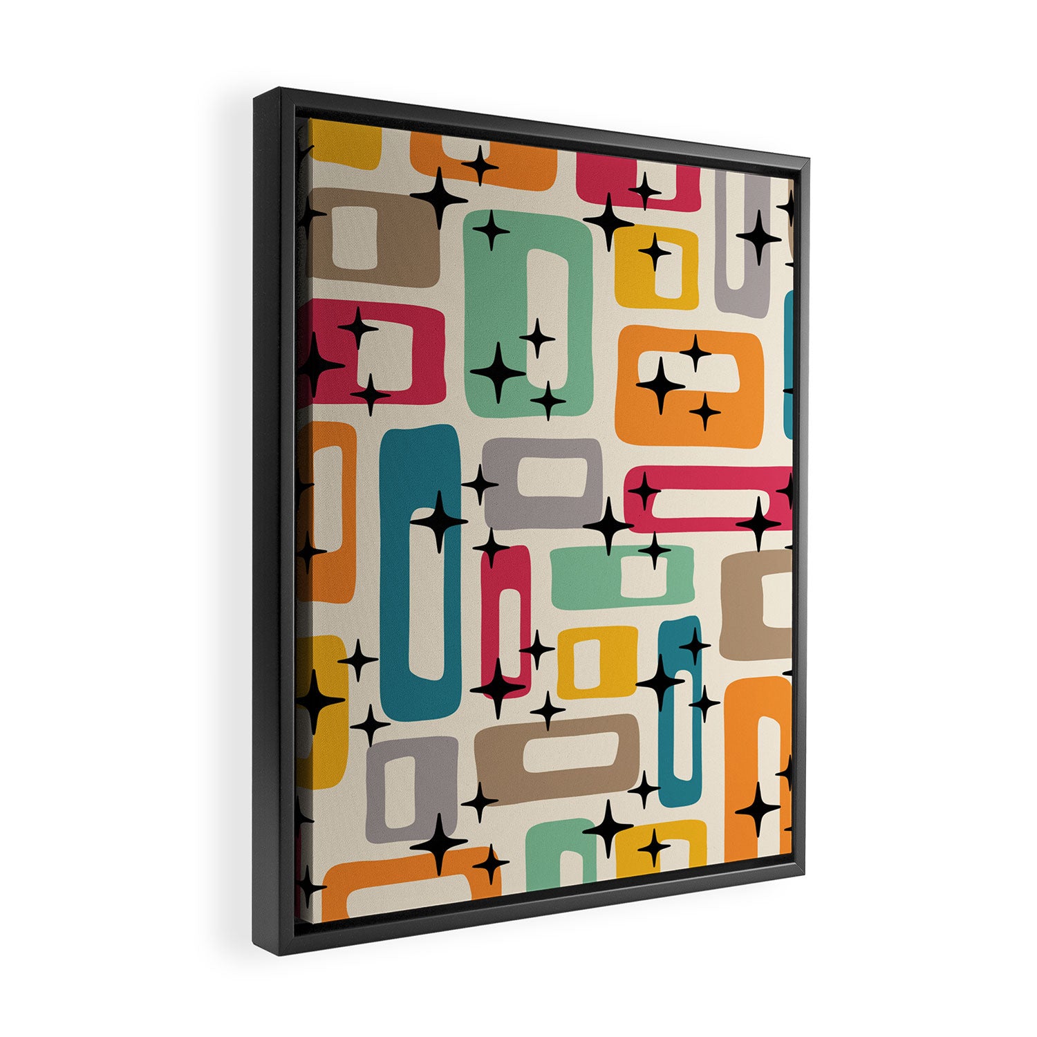 Retro Mid Century Modern Abstract Framed Canvas Print Gallery Image 2